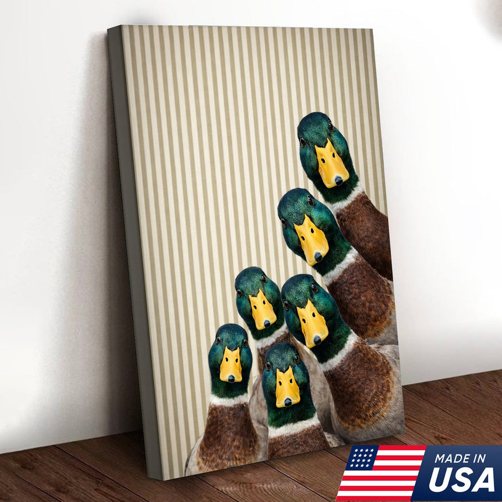 Funny Duck Wall Art Canvas Set, Whimsical Mallard Animal Triptych Print