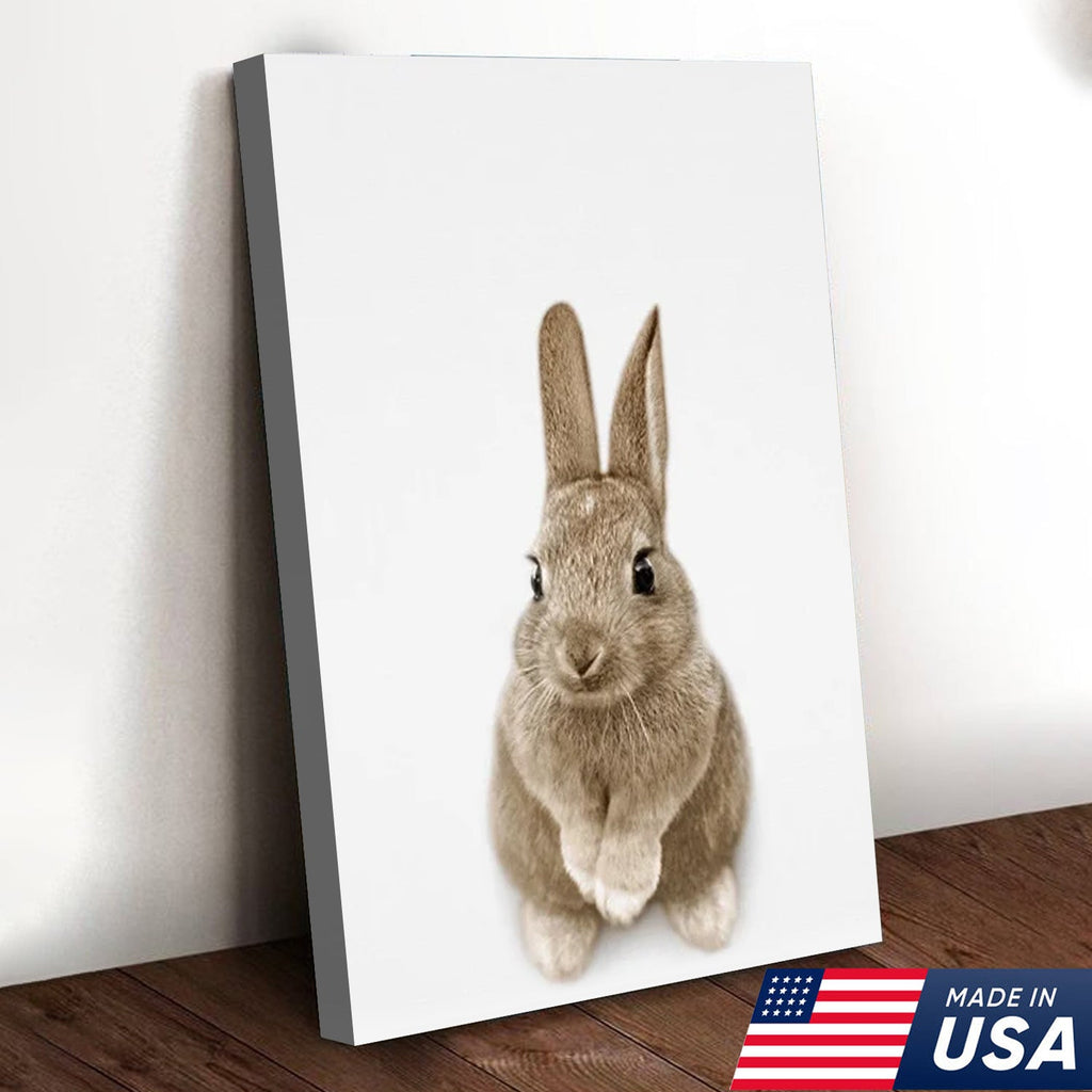 Cute Bunny Trio Wall Art Canvas Set, Minimalist Animal Nursery Illustration