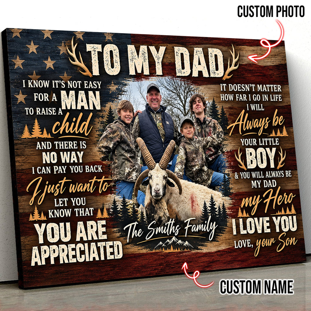 Personalized To My Dad Hunting Canvas