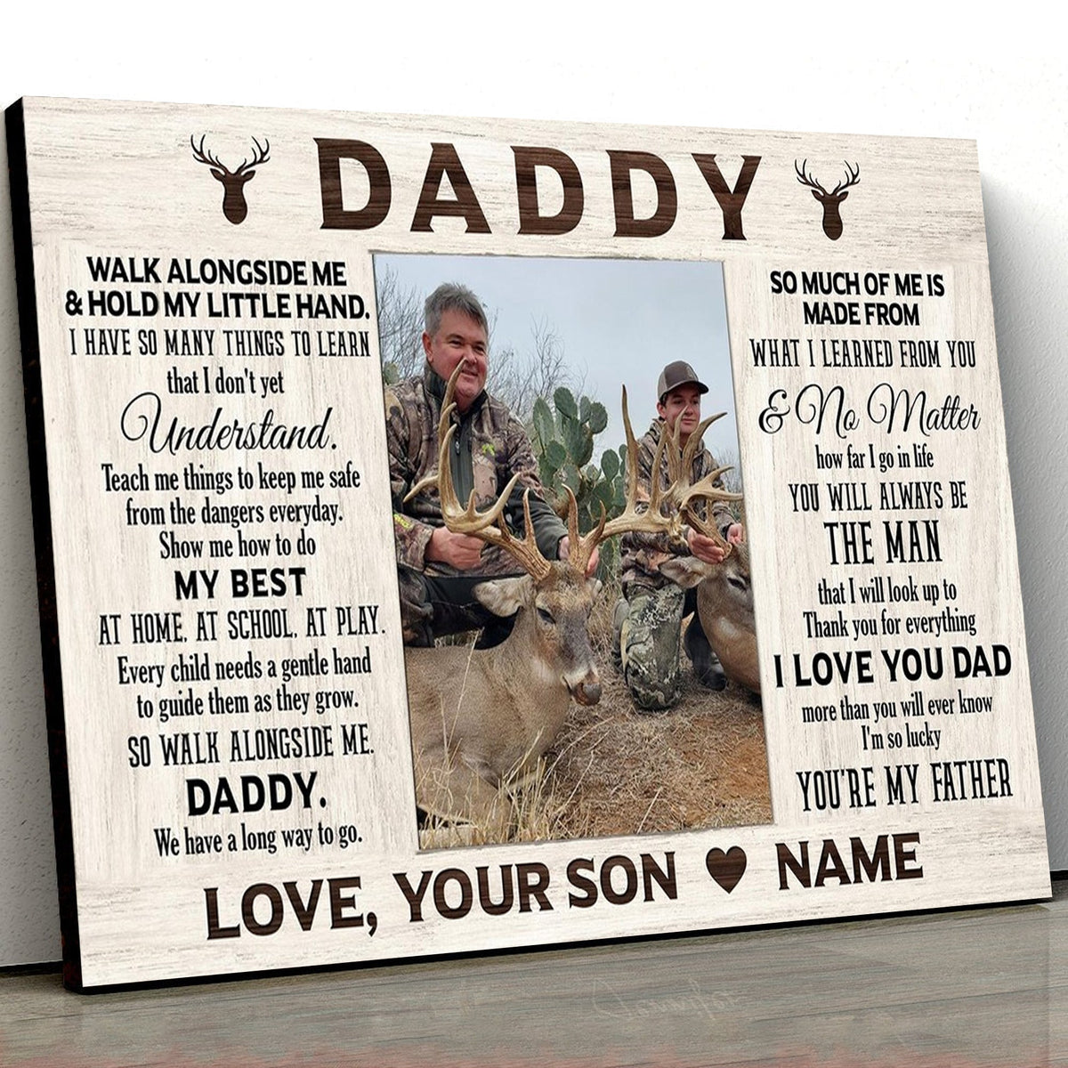Personalized To My Dad Hunting Canvas – Daddy Gift from Son, Custom Name Hunting Wall Art