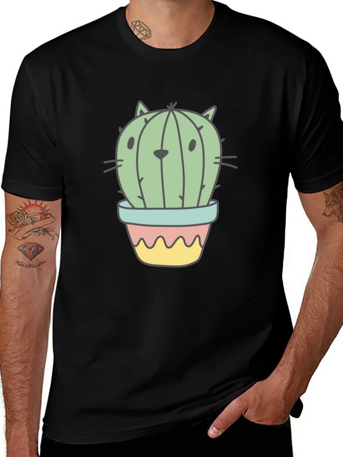 Cactus Cat Graphic T-Shirt - Unique Novelty Tee product image 1