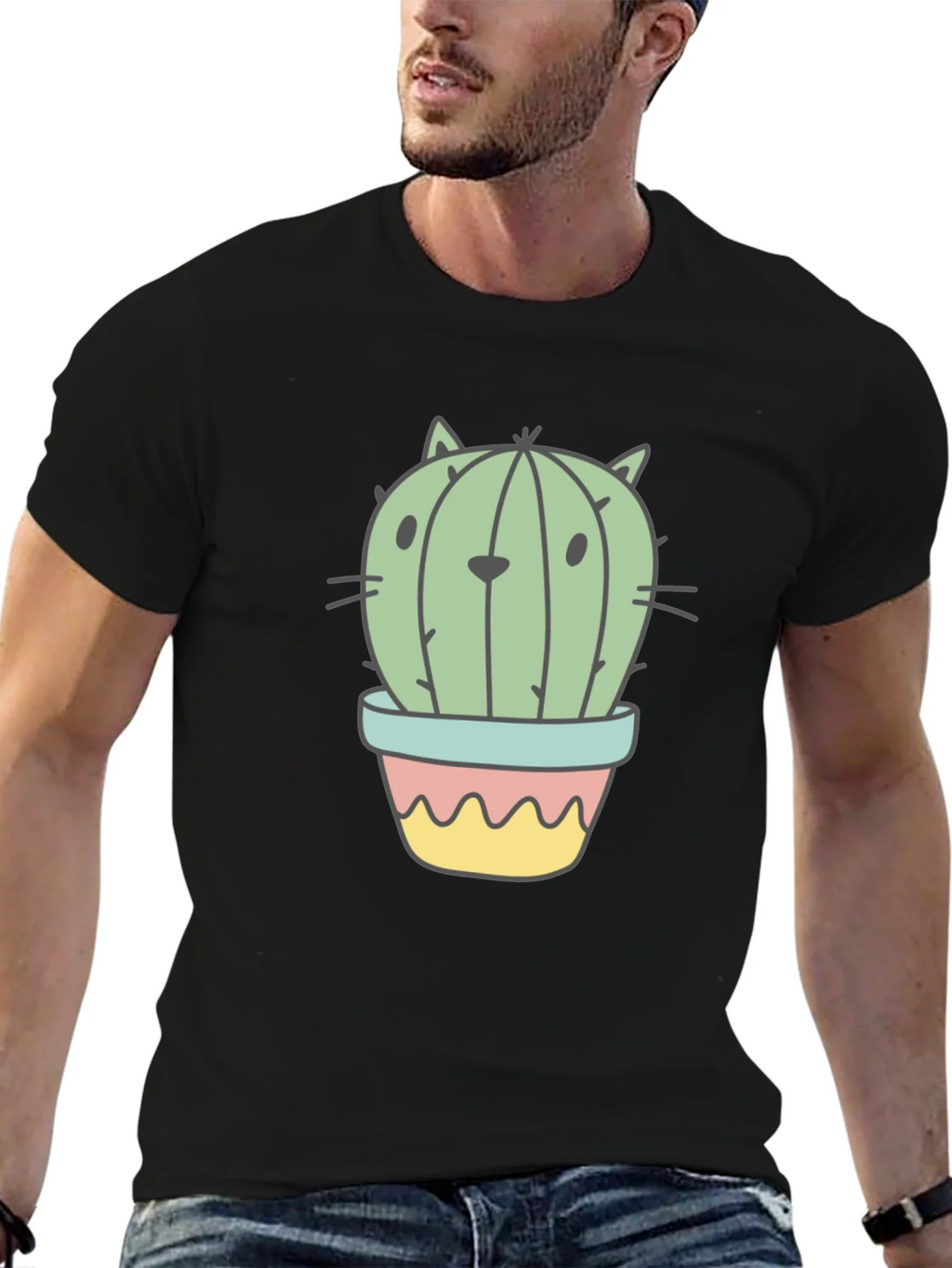 Cactus Cat Graphic T-Shirt - Unique Novelty Tee product image 6