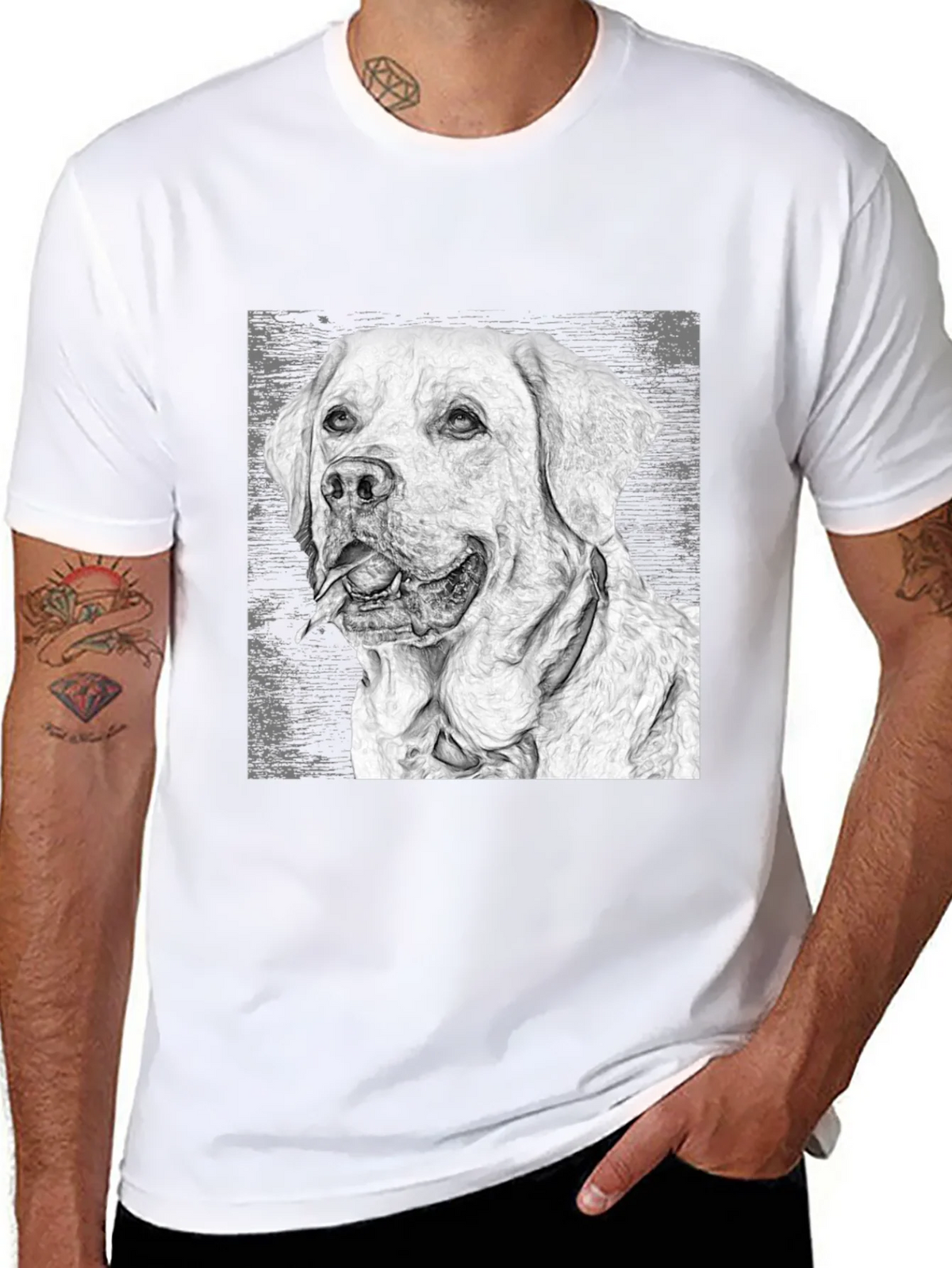 Labrador Dog Sketch Graphic T-Shirt - Black product image 6