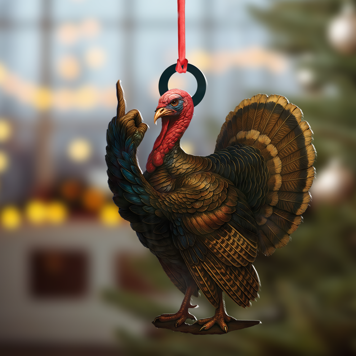 Personalized Funny Turkey Acrylic Ornament – Hilarious Christmas Decoration for Hunters