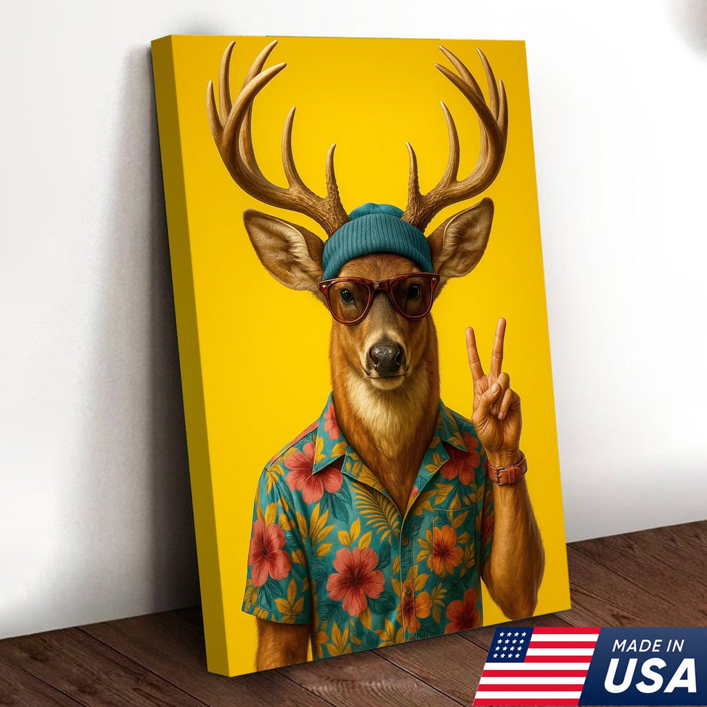 Cool Deer with Hawaiian Shirt Wall Art – Funny Animal product image 6
