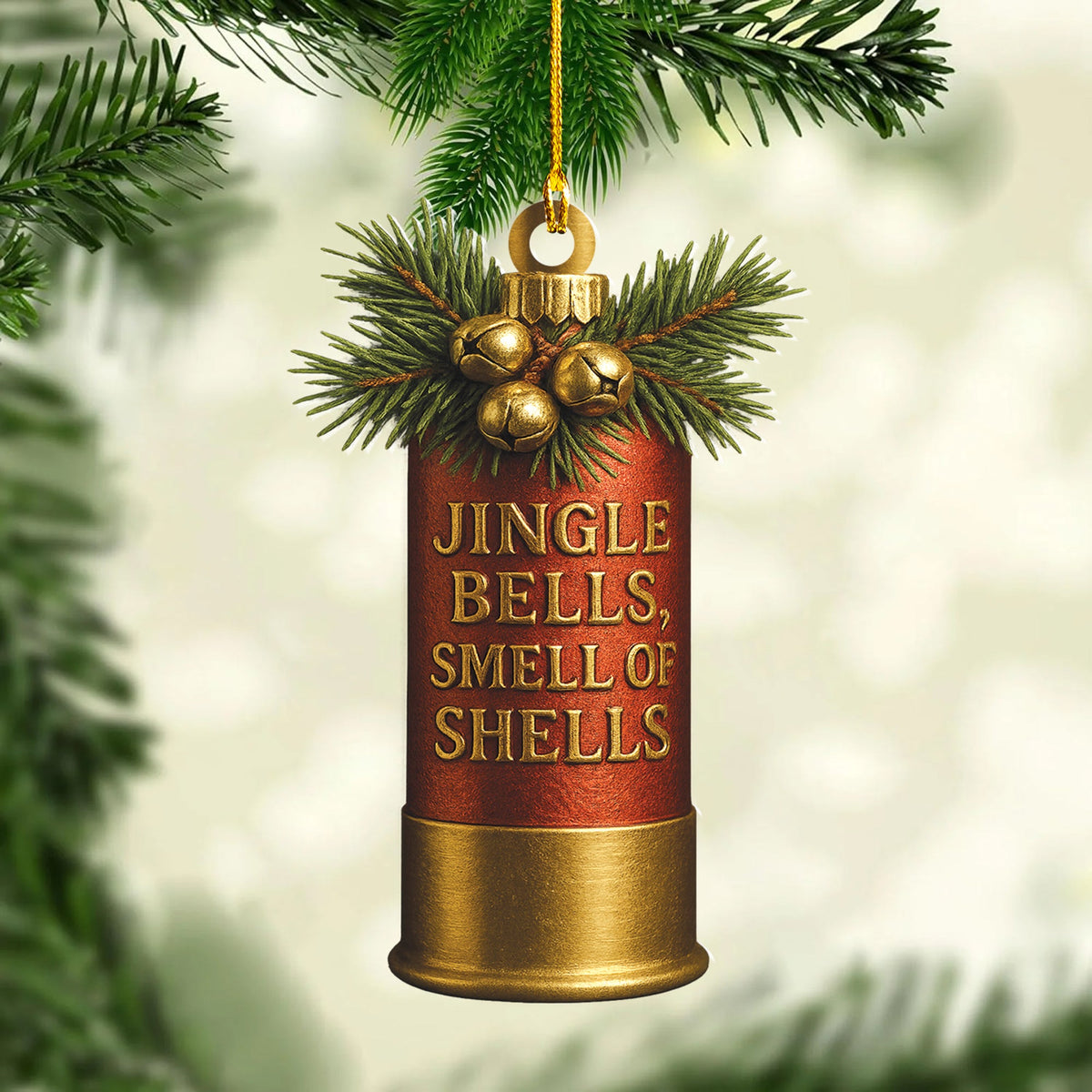 Funny Shotgun Shell Christmas Ornament – Rustic Hunting Tree Decoration Gift for Hunters