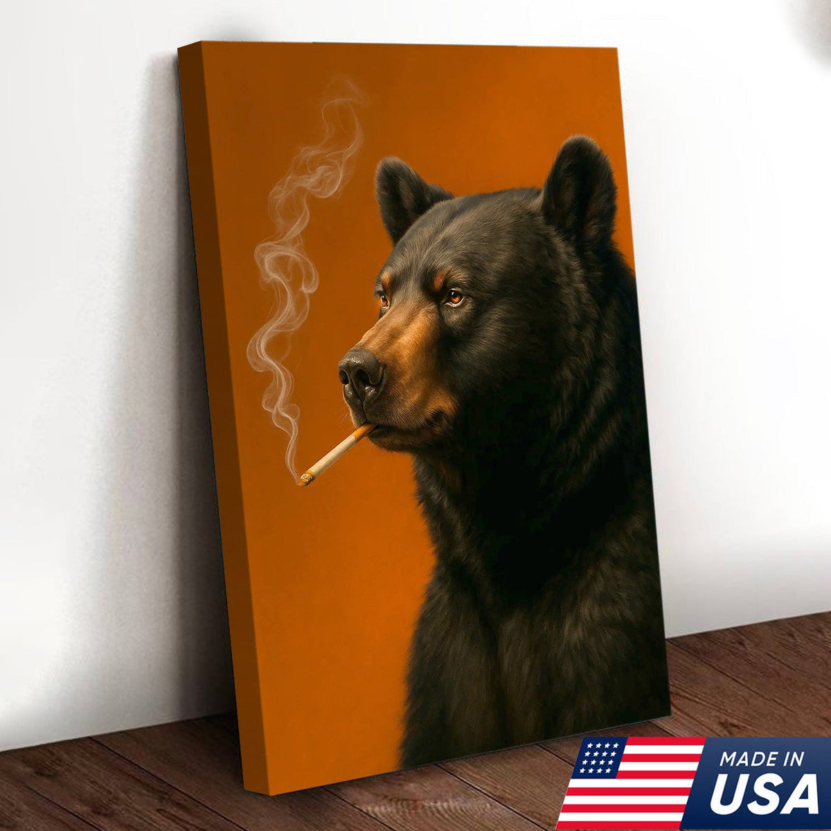 Black Bear Canvas Wall Art – Bold Rustic Wildlife Decor for Cabin, Lodge & Nature Lovers