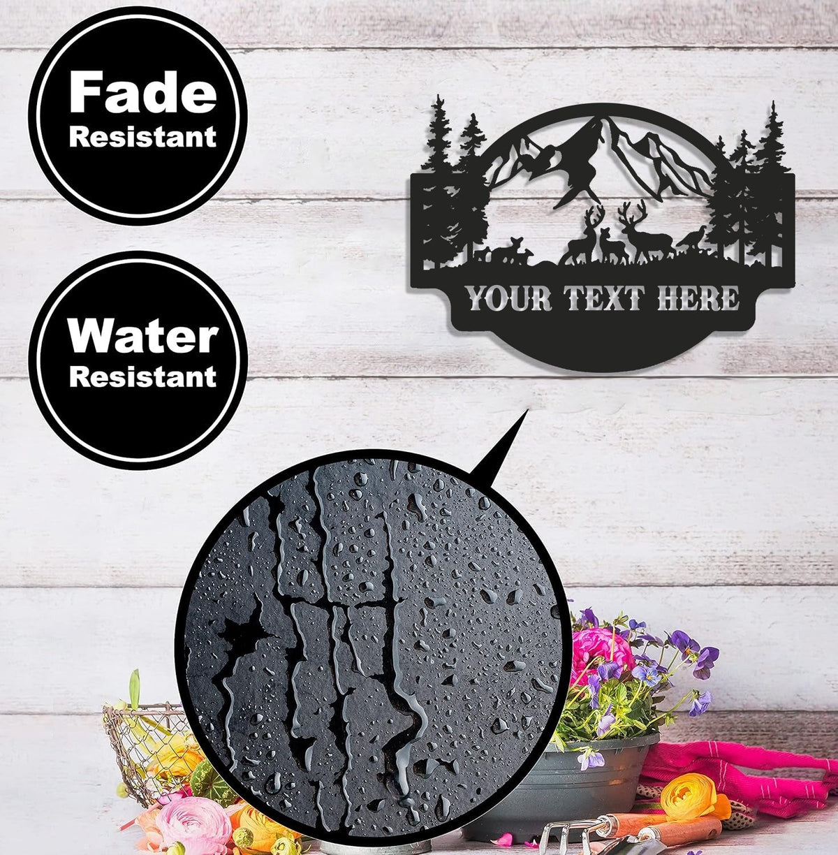 Personalized Deer Metal Sign WITH LED/WITHOUT LED - Mountain Cabin Name Sign