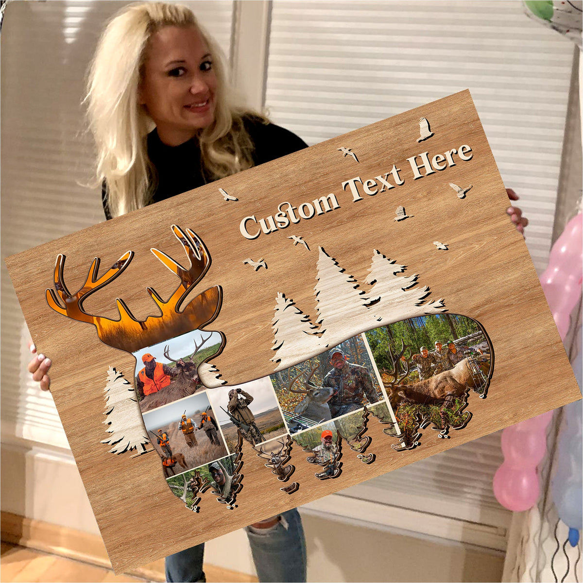 Custom Hunting Photo Collage Deer Wall Art Canvas - Personalized Hunter Gift