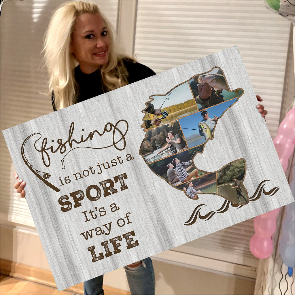 Custom Photo Fishing Is Not Just a Sport Canvas Wall Art – Fishing Gift for Dad, Fisherman Wall Decor