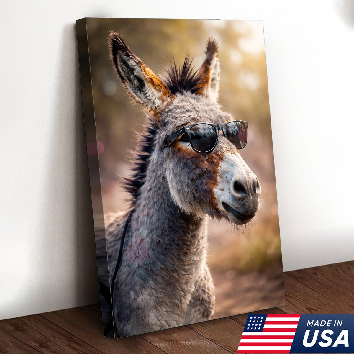 Funny Donkey With Sunglasses Canvas Wall Art – Farm Animal Funny Farmhouse Decor