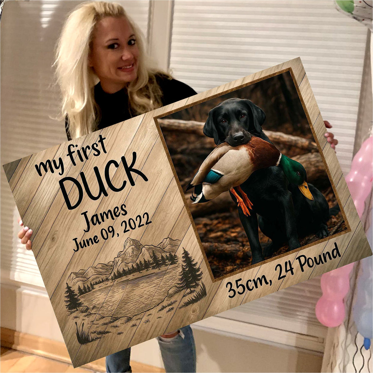My First Duck Hunting Personalized Canvas, Custom Labrador Retriever Photo Wall Art