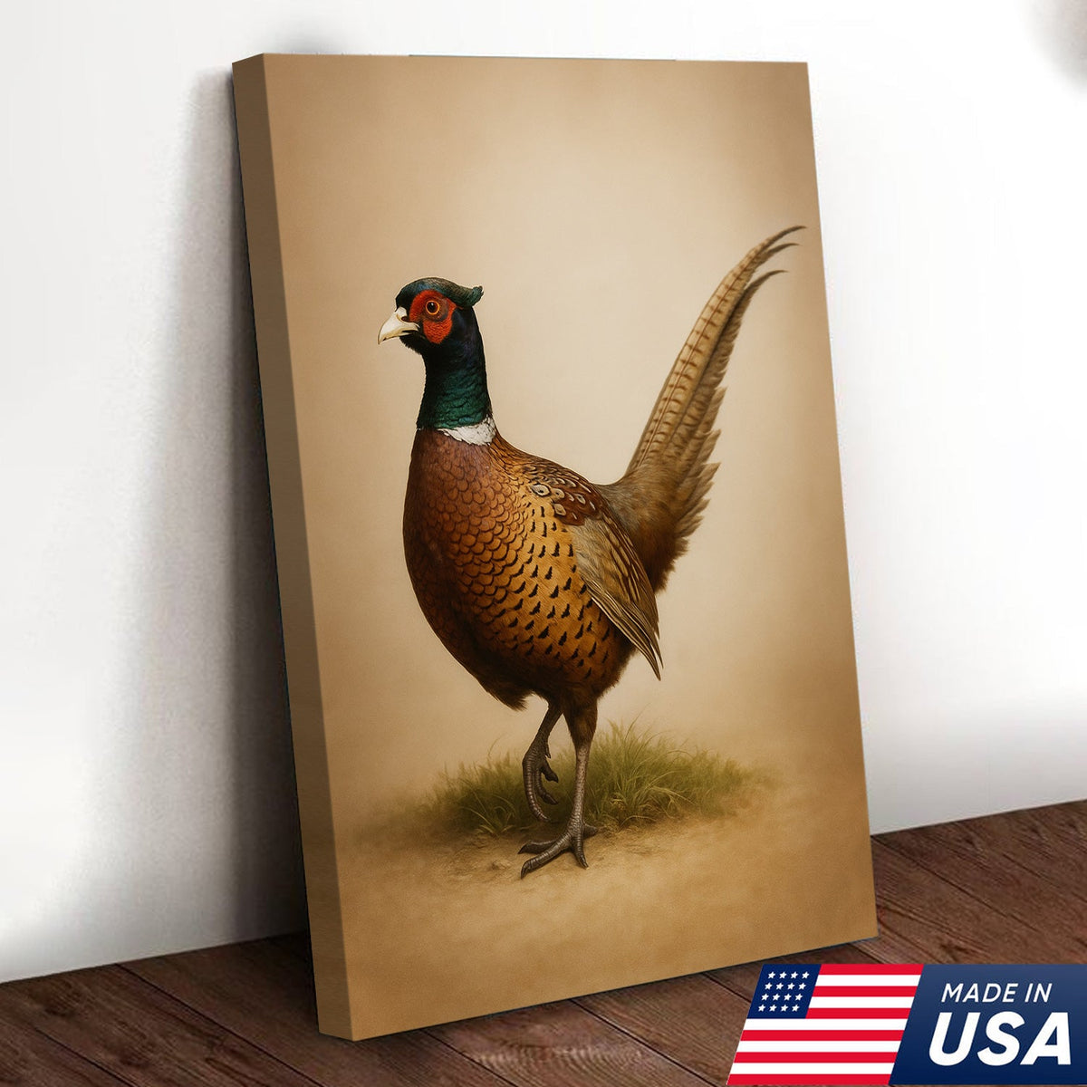 Pheasant Wall Art – Rustic Hunting Bird Canvas Print for Cabin, Lodge & Farmhouse Decor