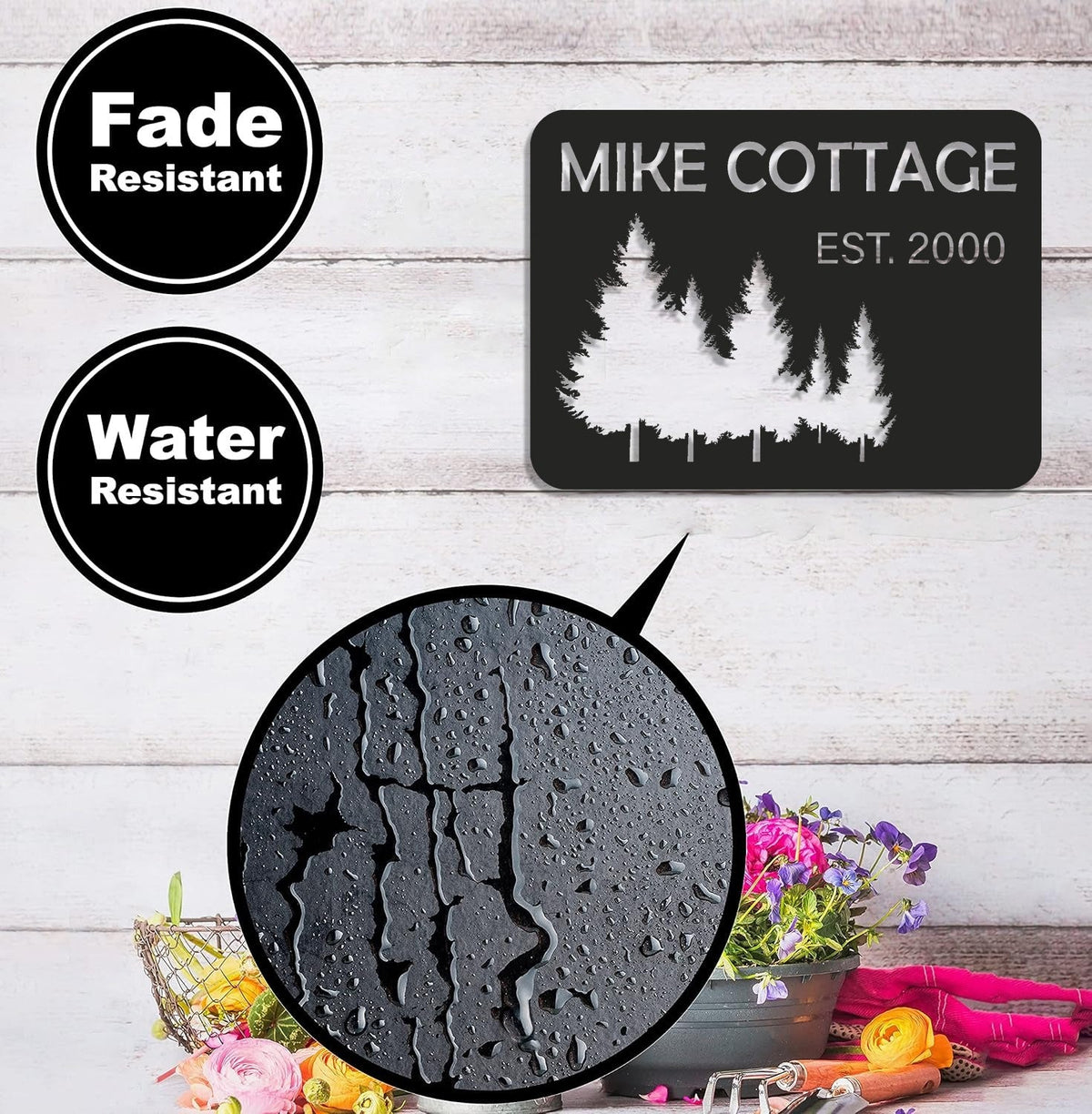 Personalized Forest Metal Sign WITH LED/WITHOUT LED - Rustic Cabin Name Sign With Pine Trees
