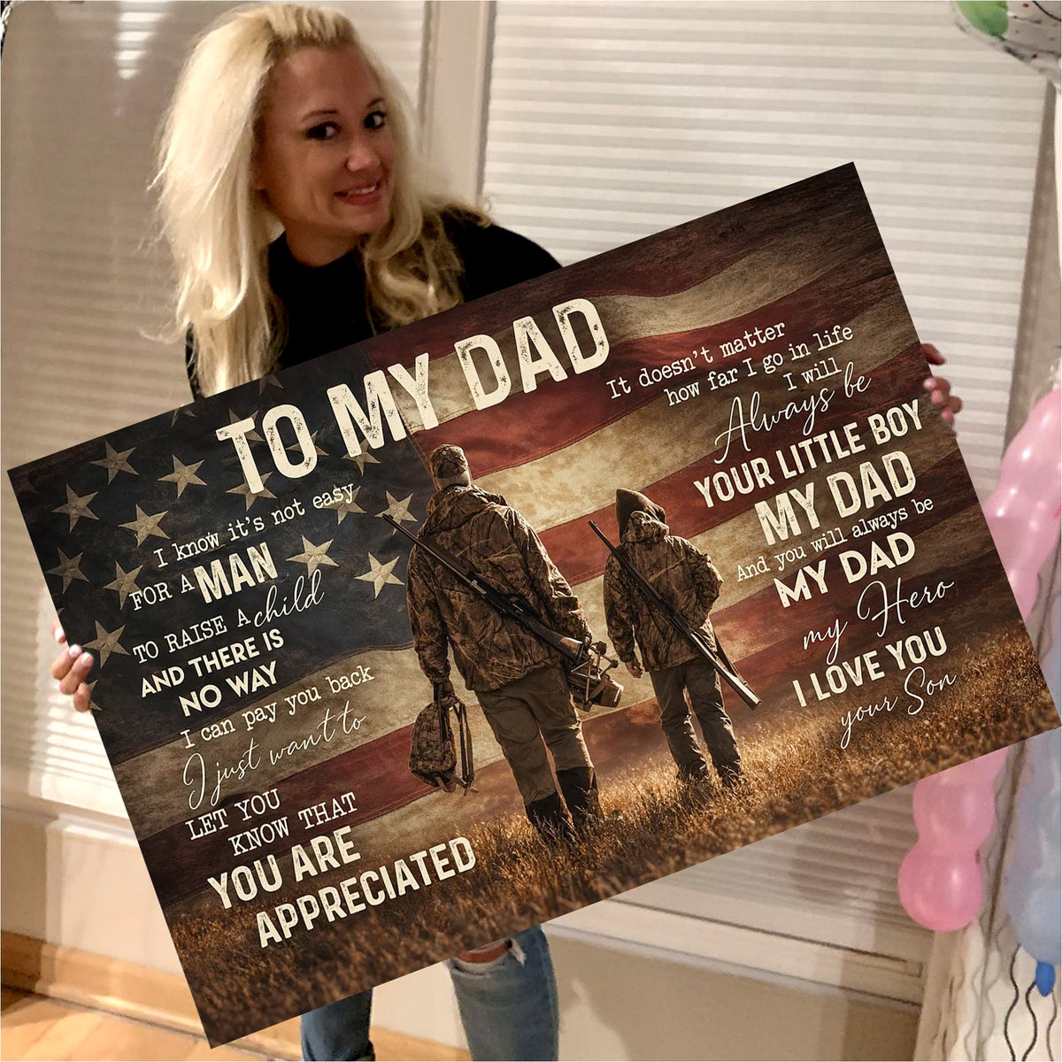 To My Dad Hunting Canvas Wall Art – Father and Son Deer Hunting Gift