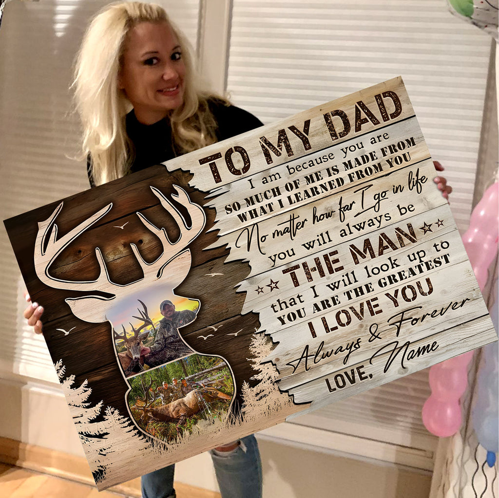 Personalized Hunting Dad Canvas – To My Dad Gift from Son Custom Deer Photo Wall Art