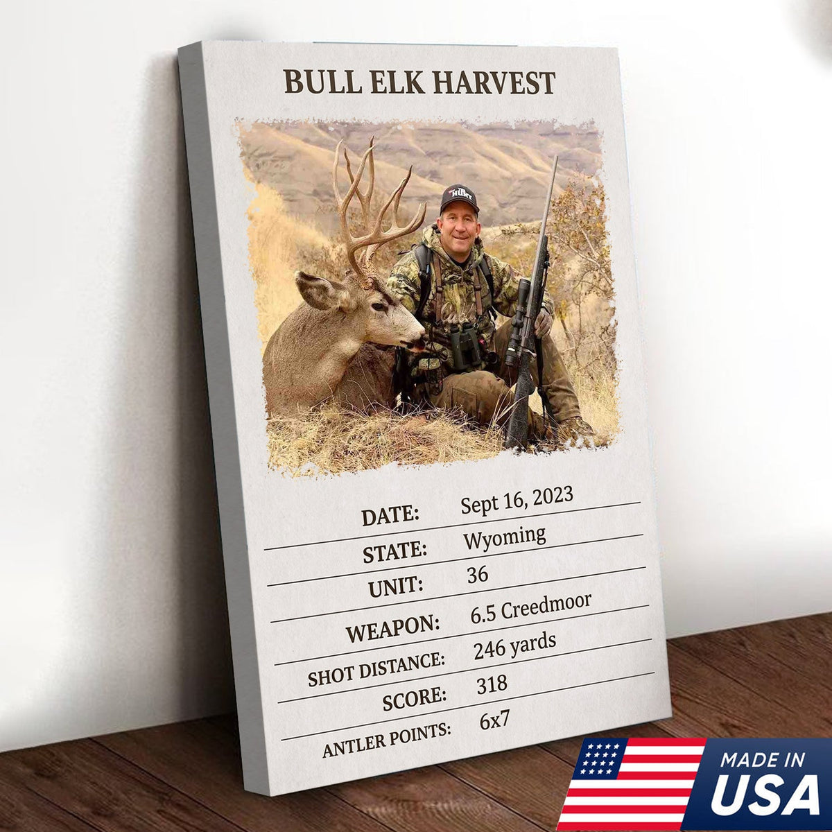 Personalized Bull Elk Hunting Canvas – Custom Hunting Trophy Wall Art