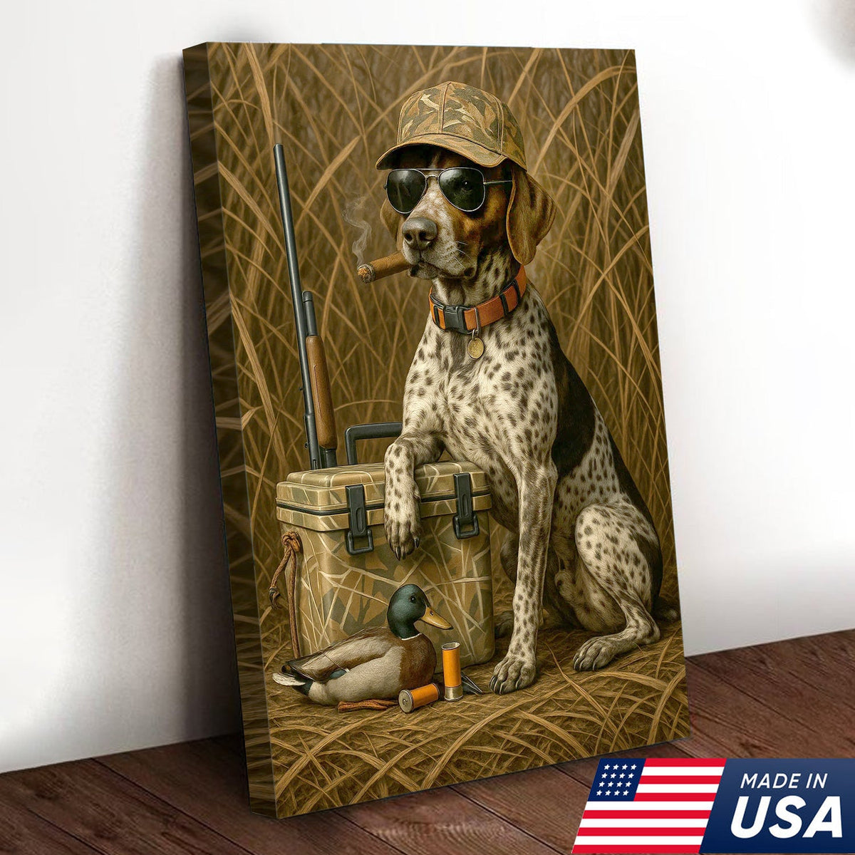 Hunting Dog Canvas Wall Art, Duck Hunter Retriever with Gear