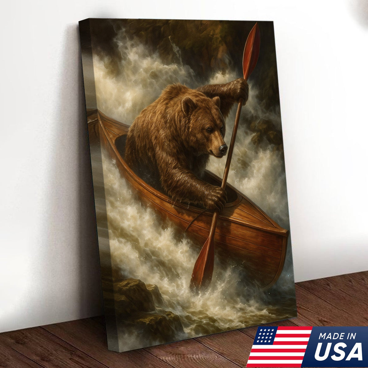 Bear Kayak Adventure Canvas – Epic Wall Art Gift for Outdoor Lovers, Campers & Adventurers