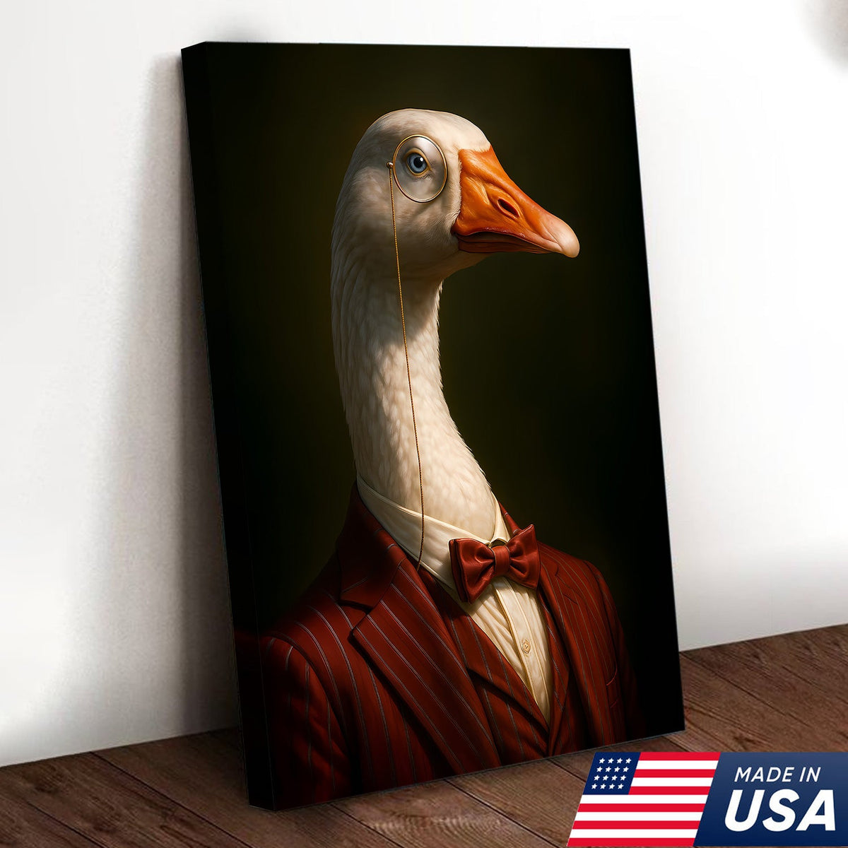 Gentleman Goose Wall Art Canvas - Fancy Goose Portrait, Vintage Animal Decor