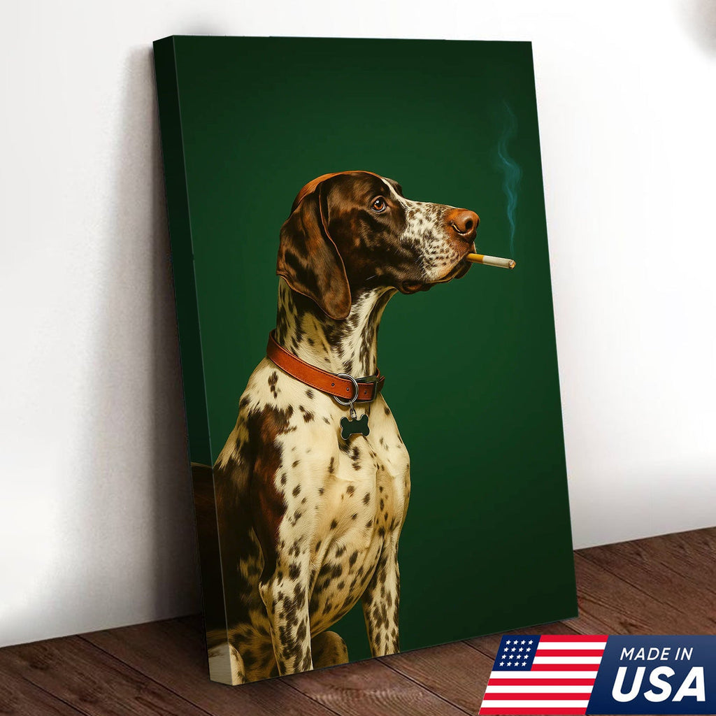 Funny Dog Canvas Wall Art, German Shorthaired Pointer Portrait