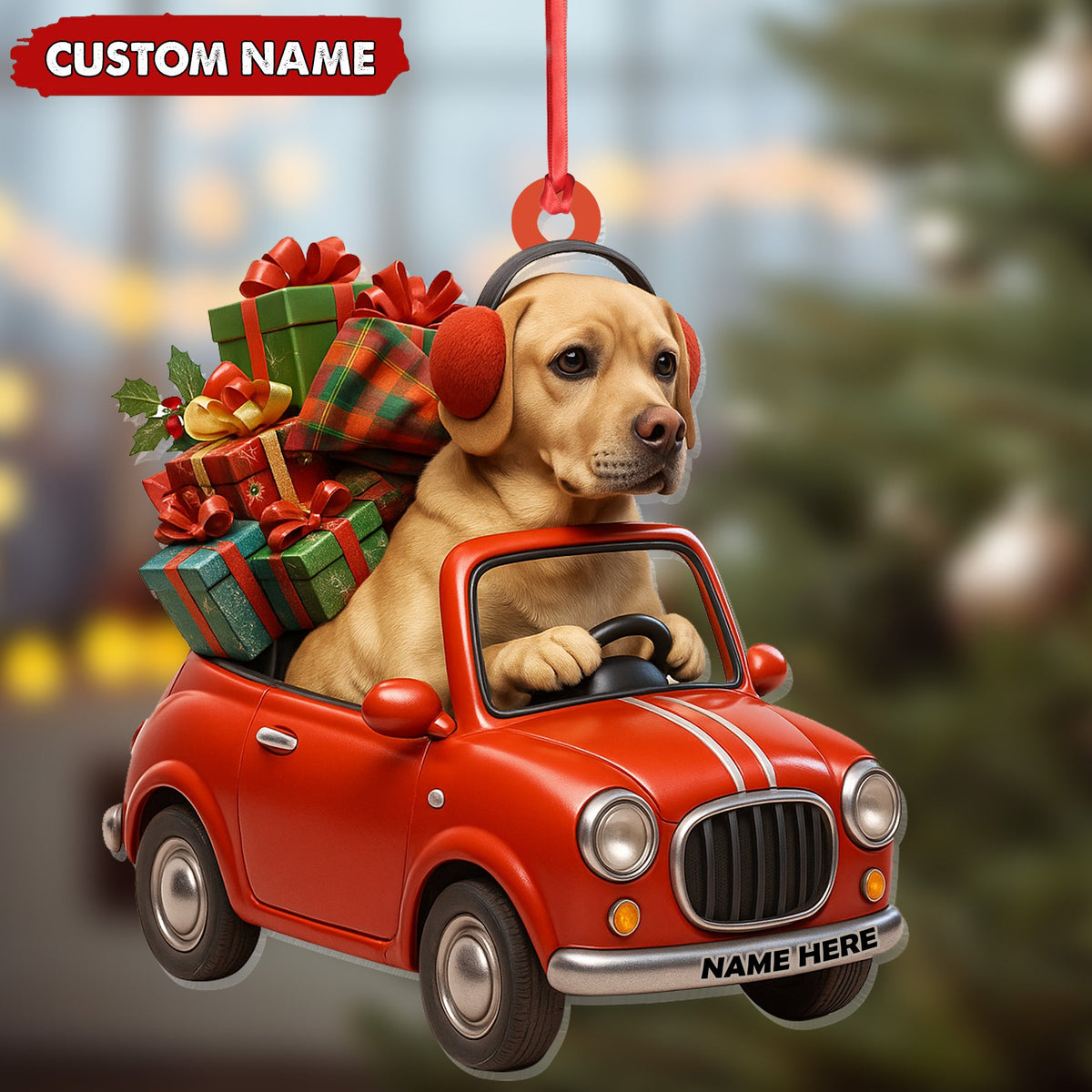 Personalized Funny Dog Driving Car Acrylic Christmas Ornament - 3D Christmas Decor Gift for Hunters & Outdoorsmen