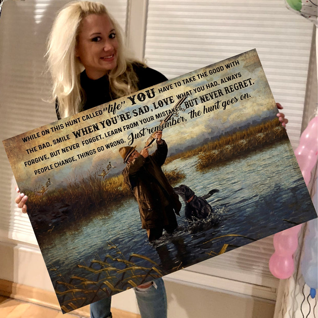 Hunting Life Canvas Wall Art – Motivational Hunting Quote Decor for Hunters
