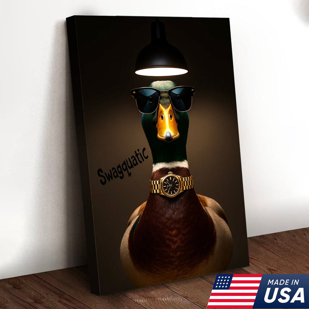 Swag Duck Canvas Art – Cool Duck with Sunglasses & Gold Watch