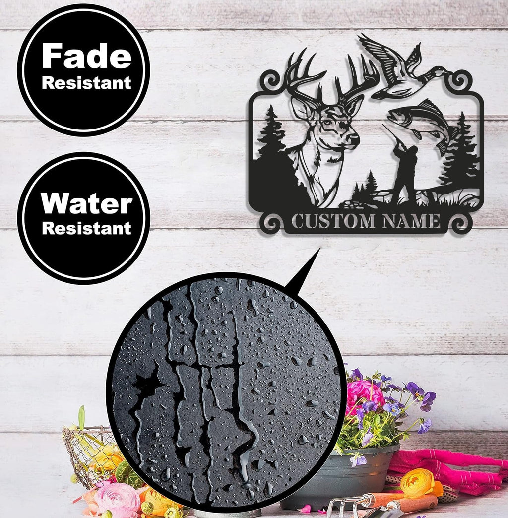 Personalized Hunting WITH/WITHOUT Led Light Metal Sign – Custom Deer, Duck & Fishing Wall Art