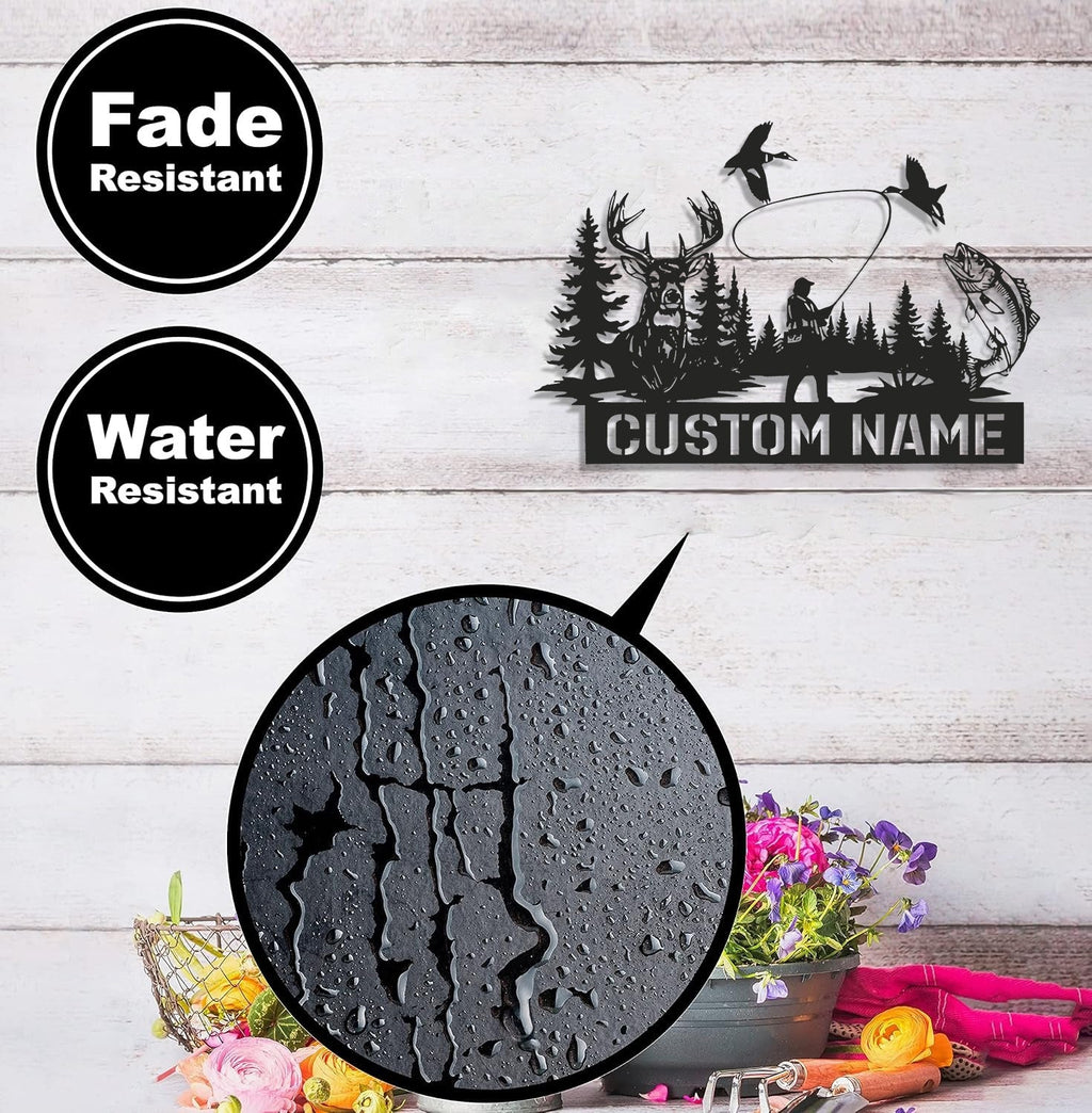 Personalized Hunting WITH/WITHOUT Led Light Metal Sign – Personalized Deer, Duck & Fishing Wall Art