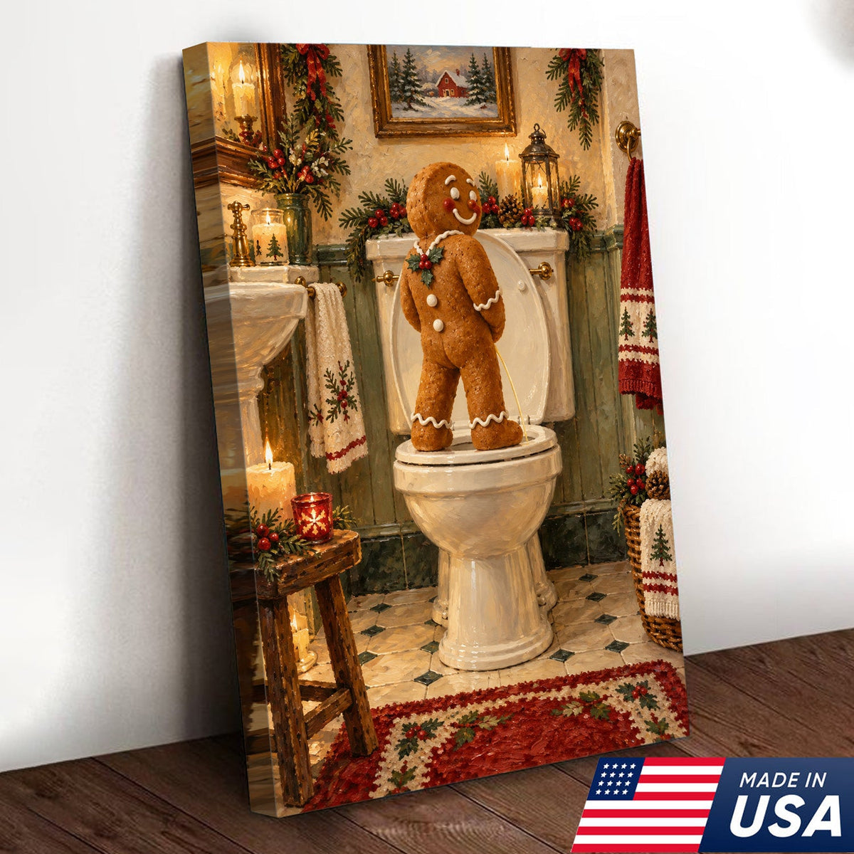 Naughty Gingerbread Christmas Canvas