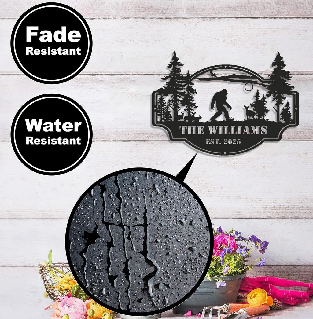 Personalized Bigfoot Metal Sign WITH LED/WITHOUT LED – Custom Name Sasquatch Wall Art