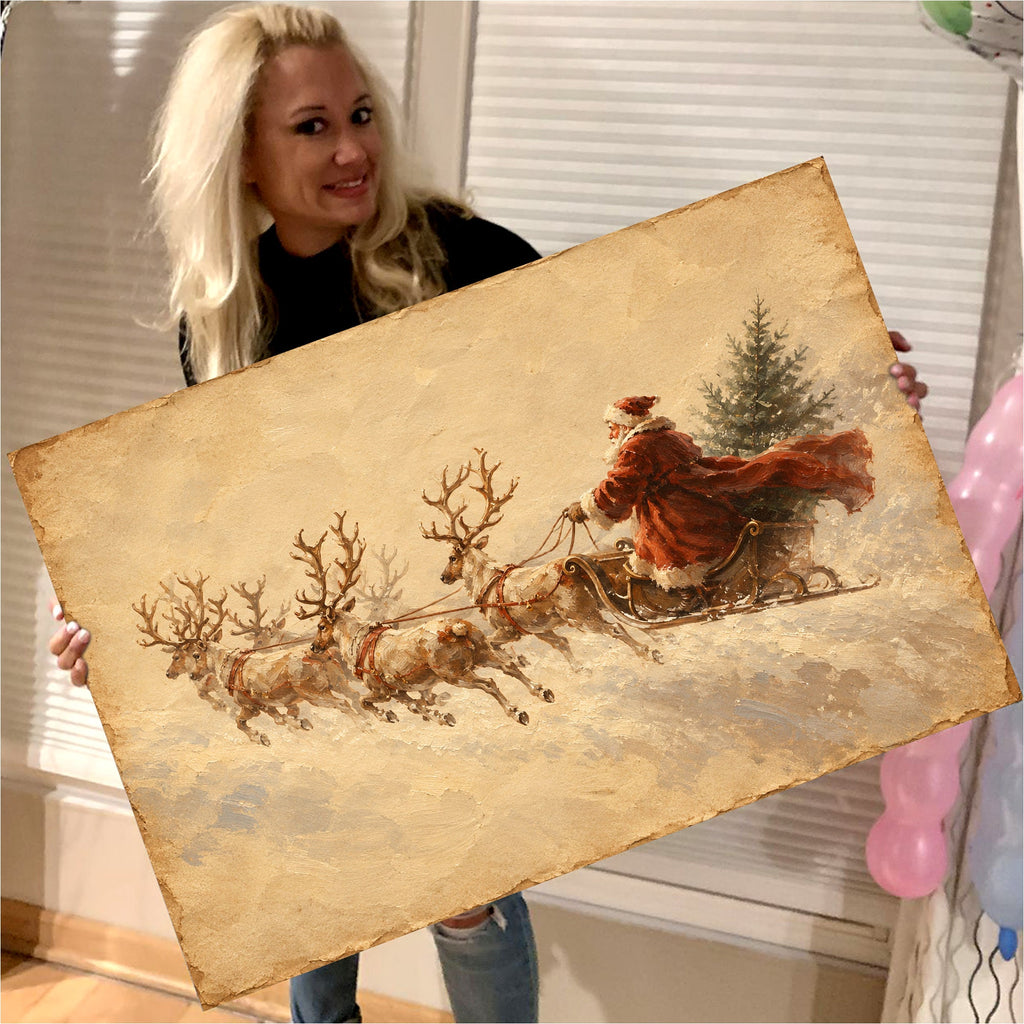 Vintage Santa Sleigh Canvas