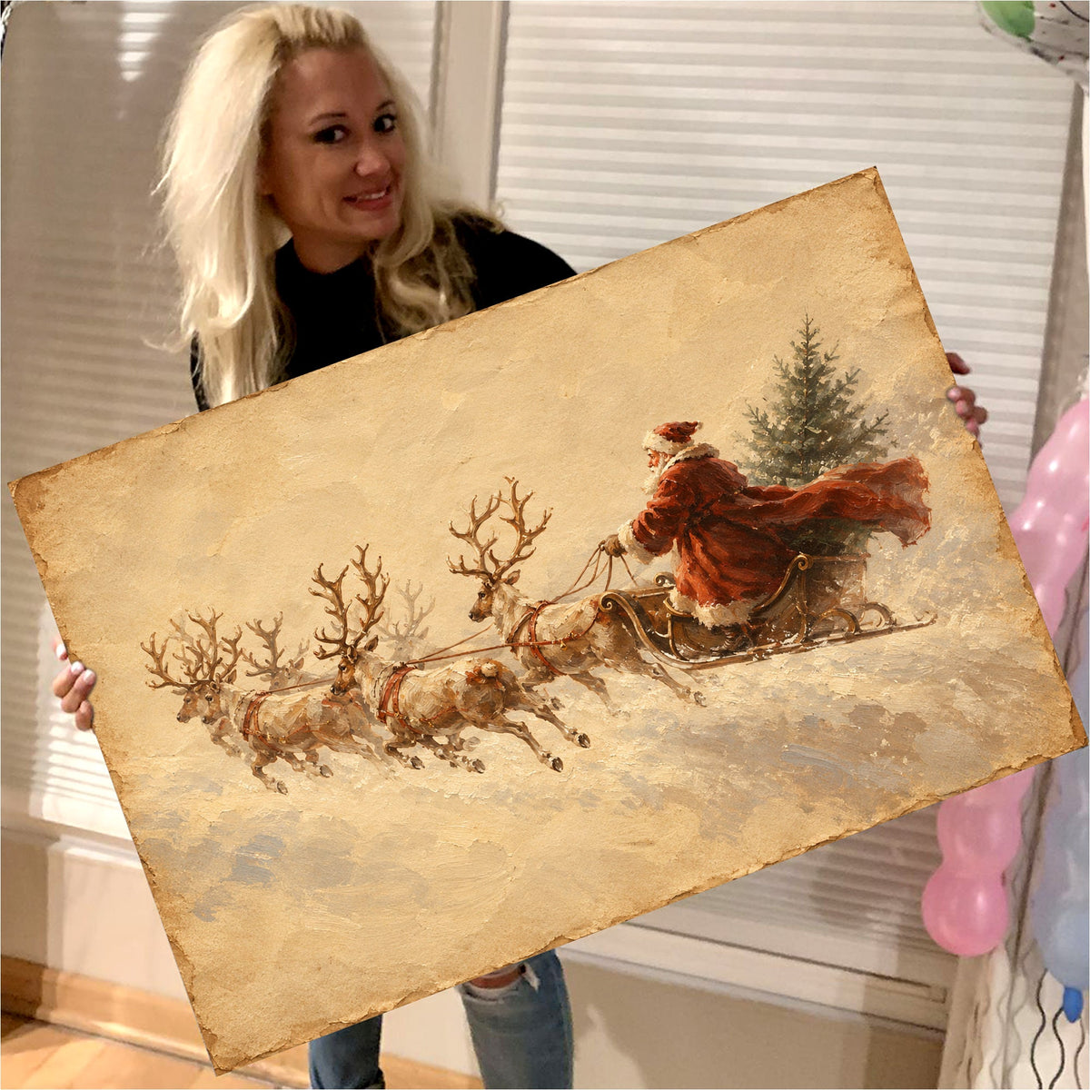 Vintage Santa Sleigh Canvas
