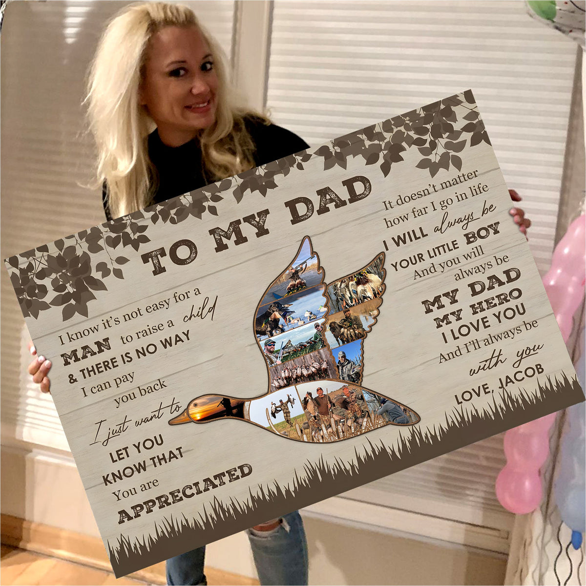 Personalized To My Dad Hunting Canvas – Custom Duck Hunting Gift for Dad, Father Son Hunting Wall Art