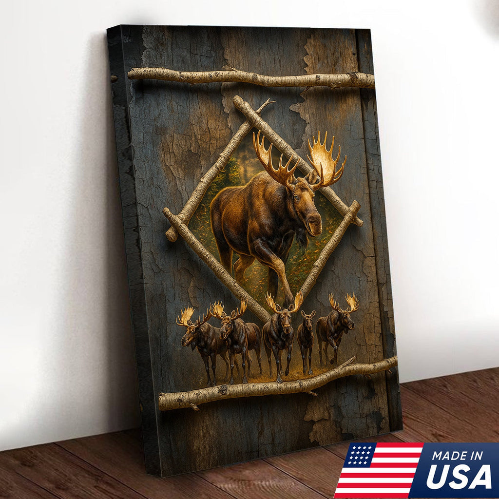 Majestic Moose Canvas Wall Art – Rustic Cabin Decor & Perfect Gift for Hunters
