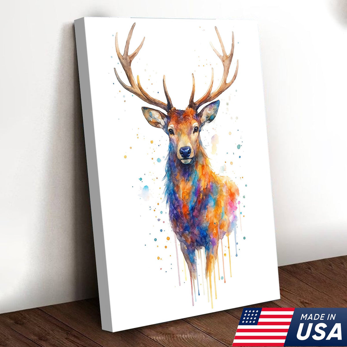 Watercolor Deer Canvas Wall Art – Rustic Cabin Decor for Hunters