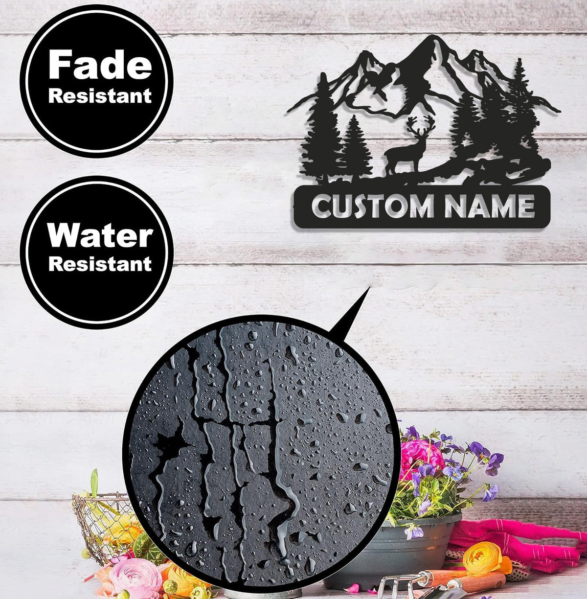 Personalized Deer Metal Sign WITH LED/WITHOUT LED - Mountain Cabin Name Sign