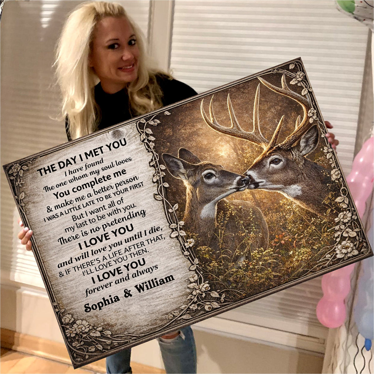 Personalized The Day I Met You Deer Canvas Wall Art, Romantic Couple Love Quote Artwork