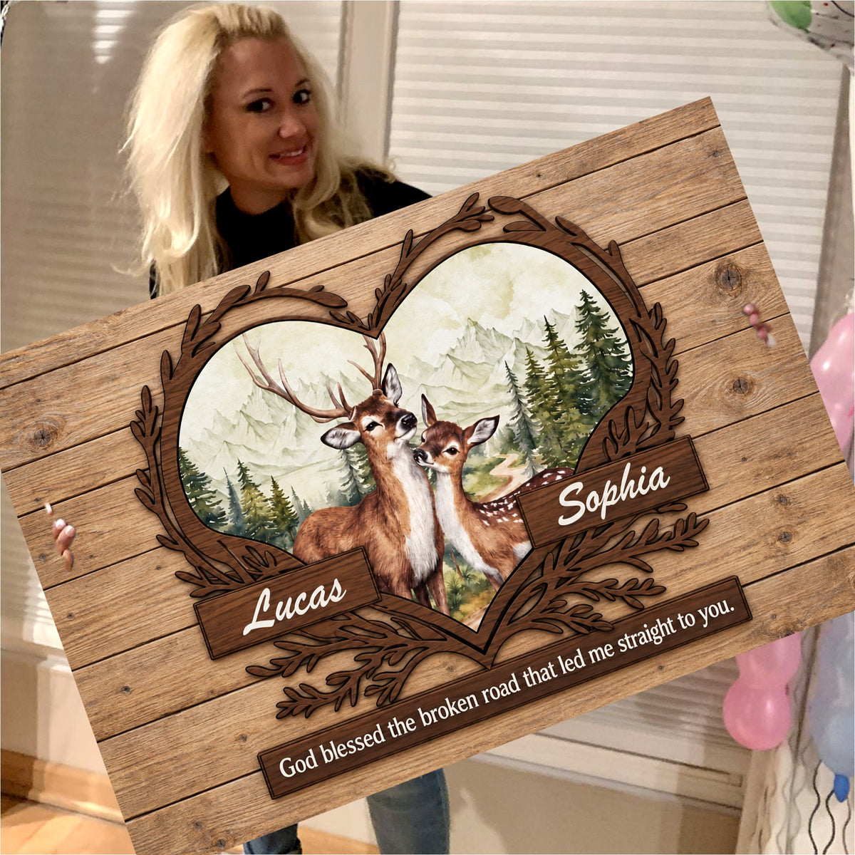Personalized Deer Heart Love Canvas