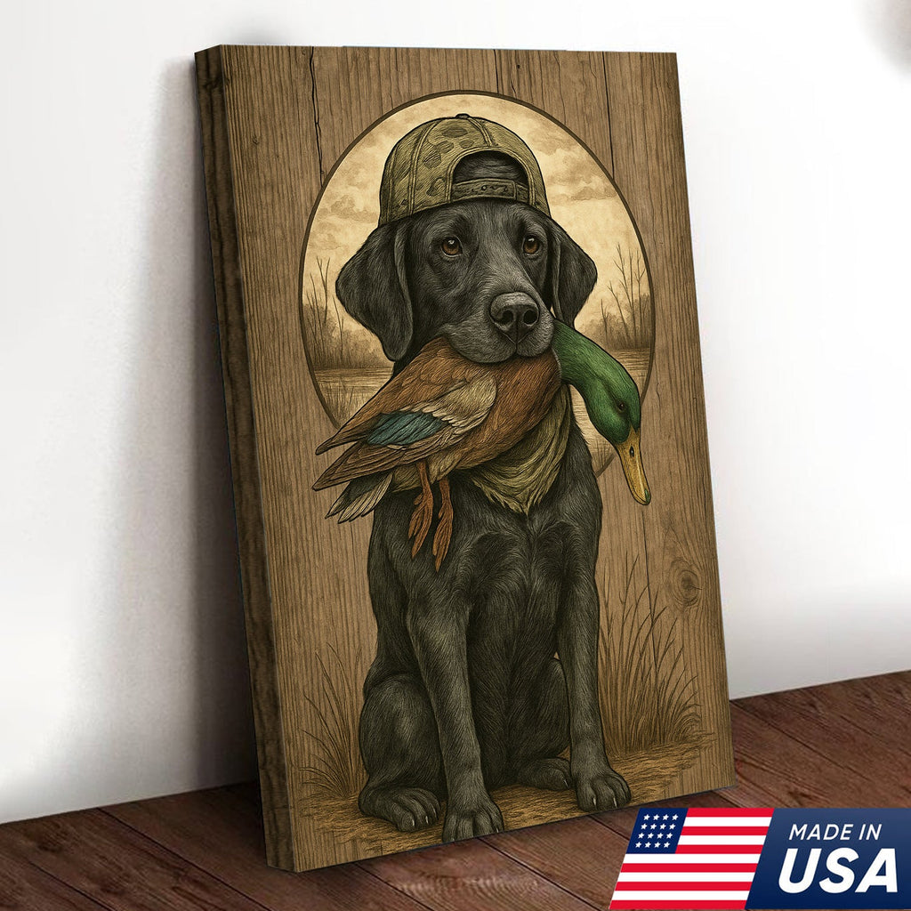 Duck Hunting Dog Still Life Canvas – Rustic Cabin Wall Art for Hunters & Outdoorsmen