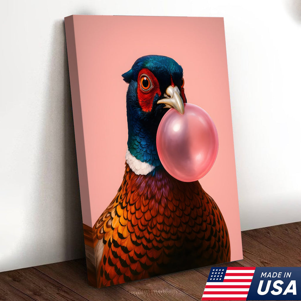 Funny Pheasant Canvas Wall Art – Unique Hunting Cabin Decor & Perfect Gift for Hunters