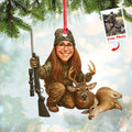 Personalized Hunting Acrylic Christmas Ornament – Custom Photo Caricature Gift For Hunters