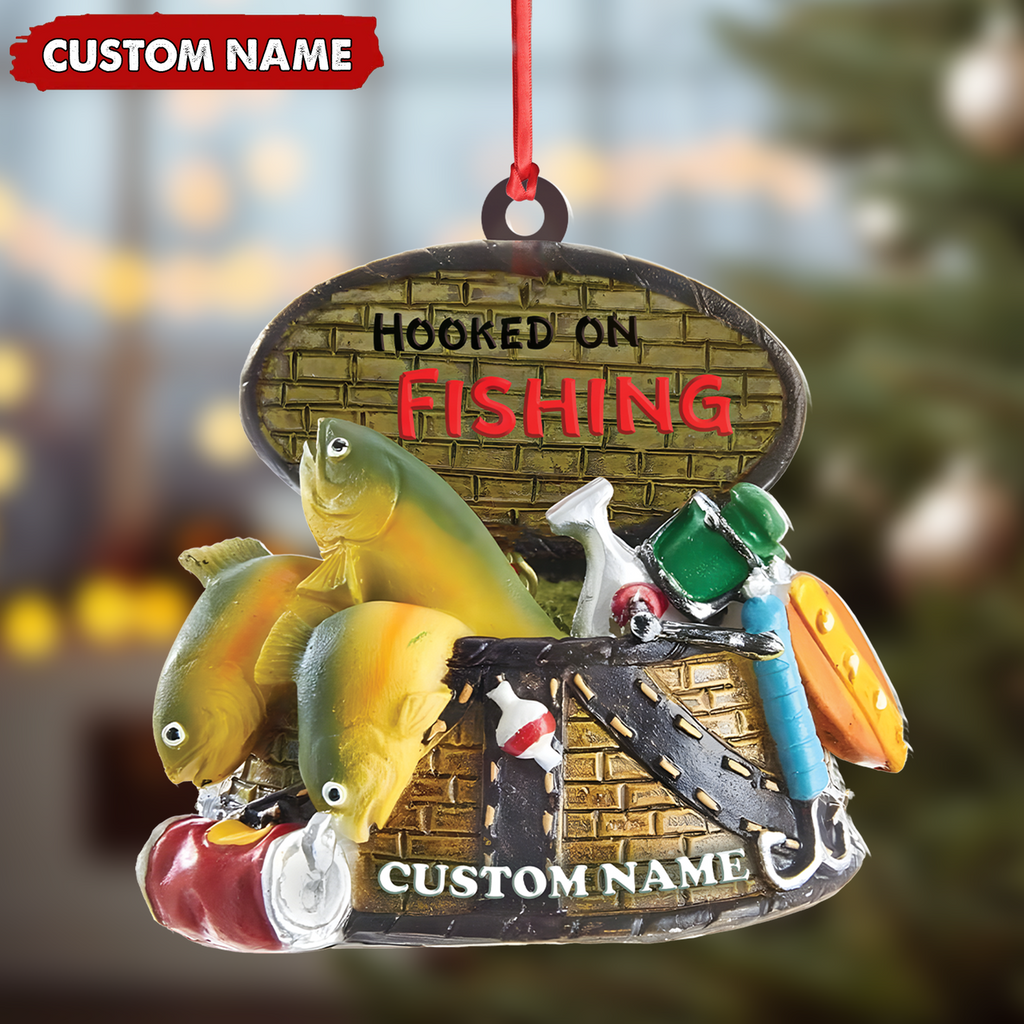 Custom Fishing Ornament – Personalized Hooked on Fishing Christmas Decoration