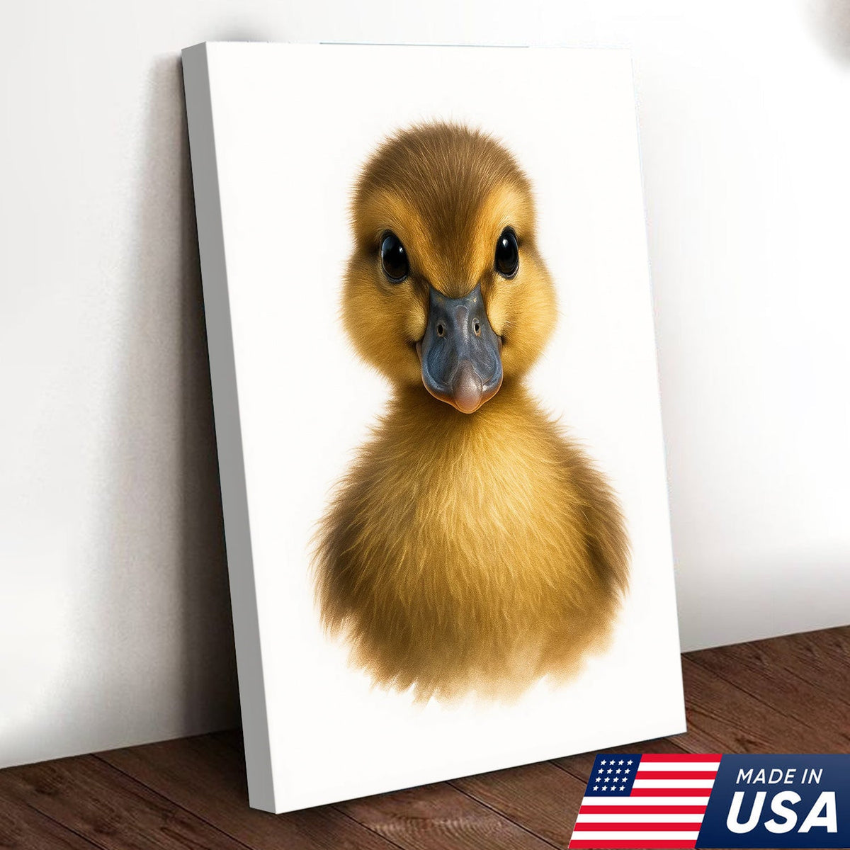 Minimalist Duckling Canvas Wall Art, Cute Baby Duck Portrait, Modern Animal Nursery Print