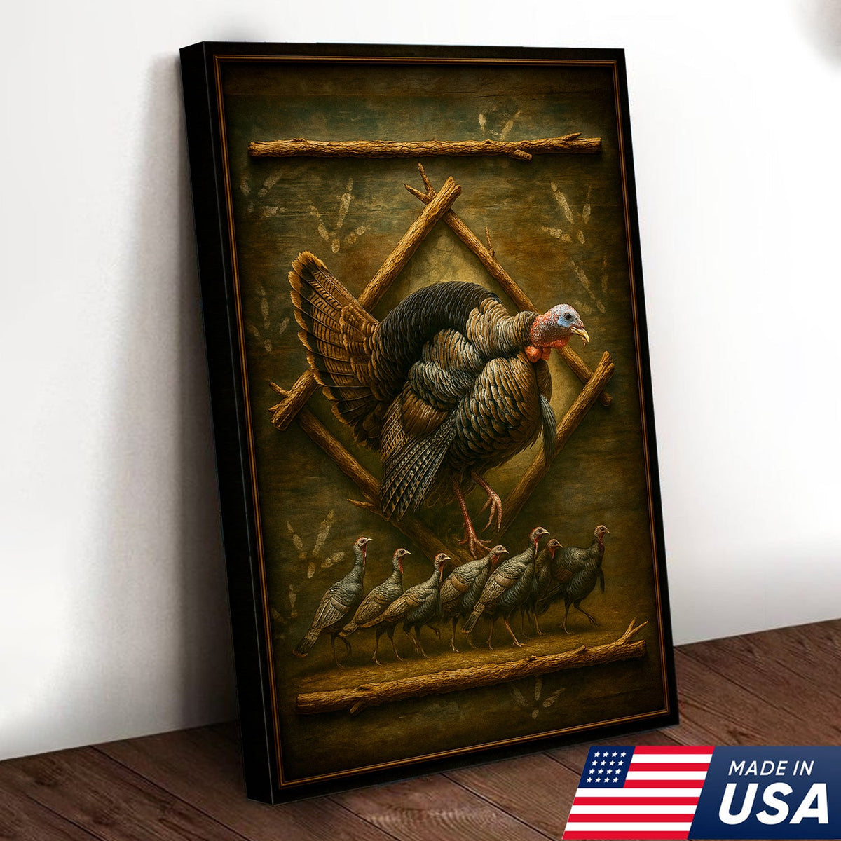 Wild Turkey Canvas Wall Art – Rustic Farmhouse Decor & Perfect Gift for Hunters