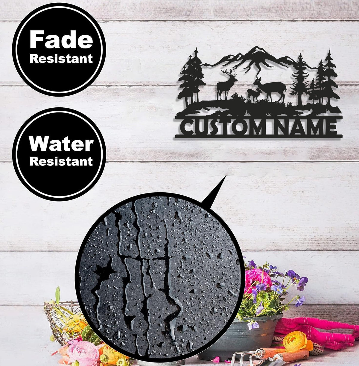 Personalized Deer Family Metal Sign WITH LED/WITHOUT LED - Rustic Cabin Name Sign