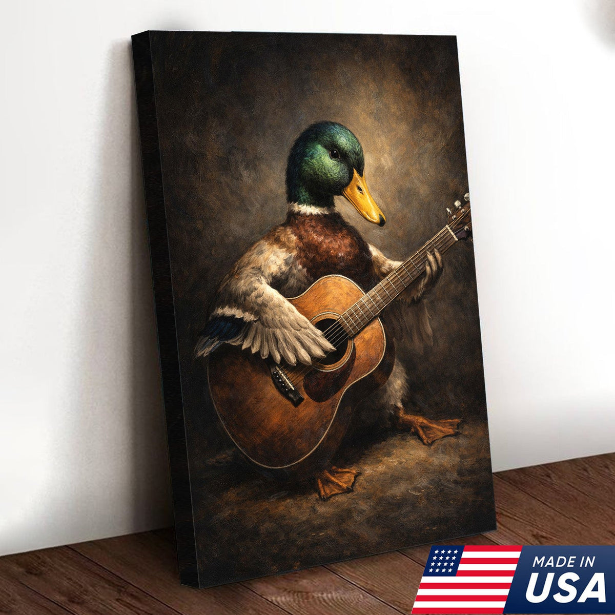 Funny Duck Playing Guitar Canvas Wall Art Music Animal Decor