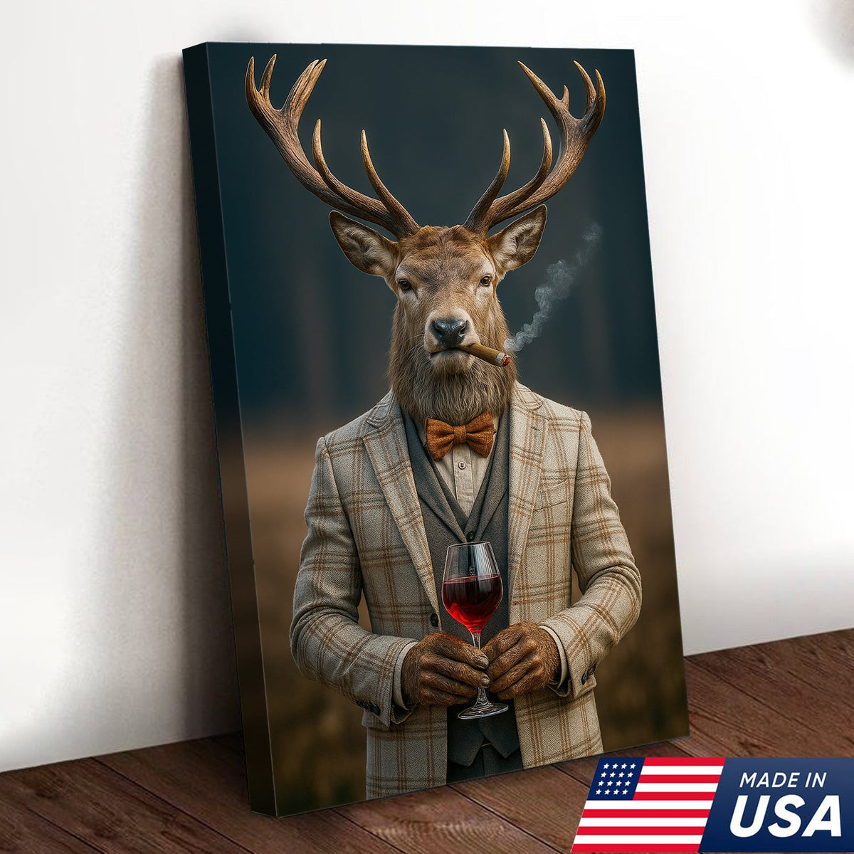 Gentleman Deer Portrait Canvas – Rustic Lodge Wall Art for Hunters & Outdoorsmen