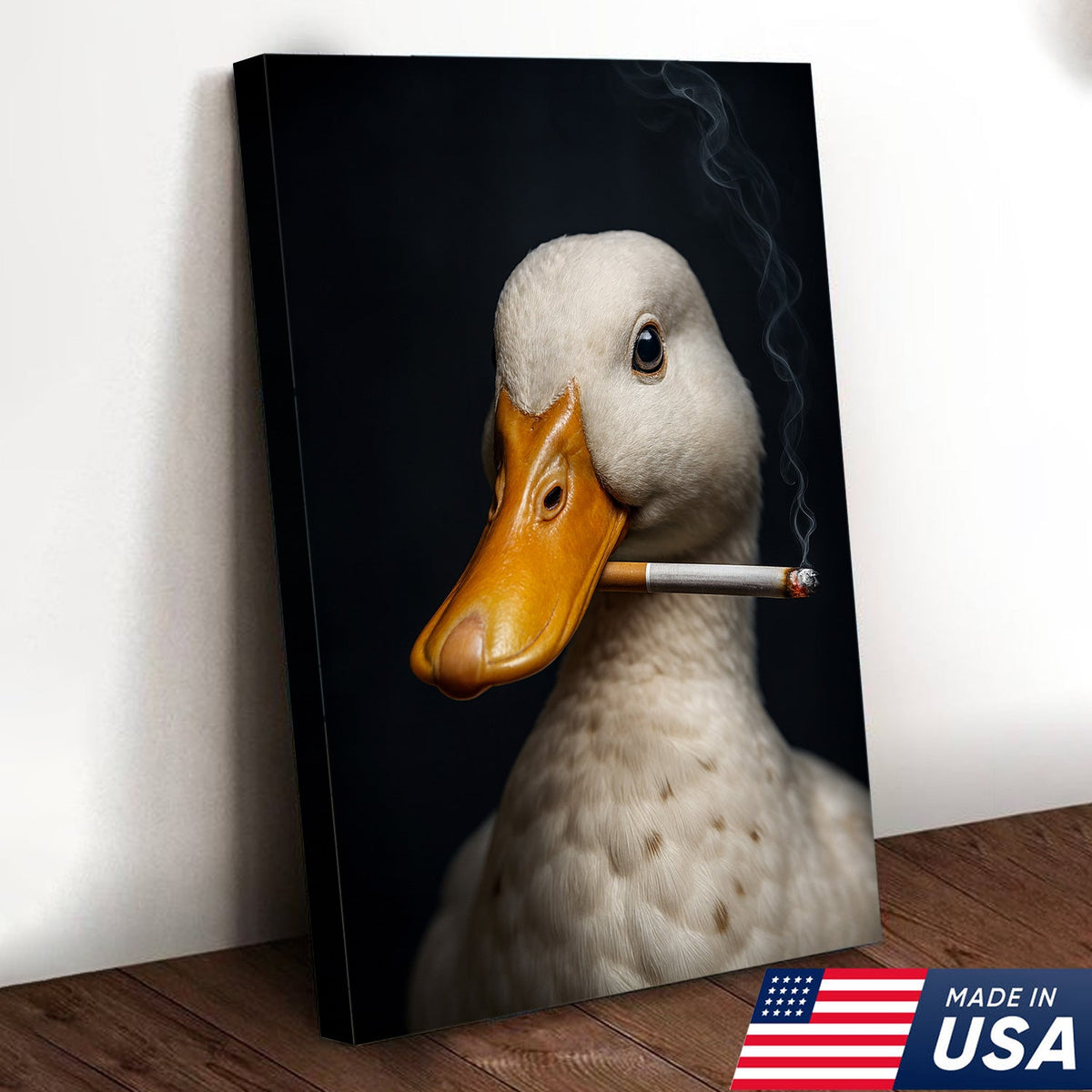Smoking Duck Wall Art Canvas – Funny Farmhouse Decor for Men, Bar, Garage & Man Cave